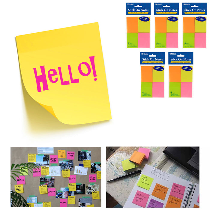 1400 Mini Post Sticky Notes 1.5" x 2" Self Adhesive 5 Pack Memo Pads Office Desk