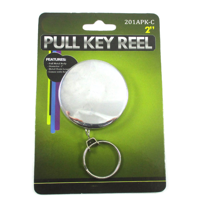 Heavy Duty Retractable 2" Pull Reel Key Chain Retractable Chain Belt Clip ID New