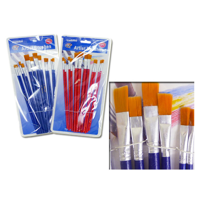 12 Pc Paint Brushes Set Nylon Brush Oil Watercolor Artist Acrylic Painting Art