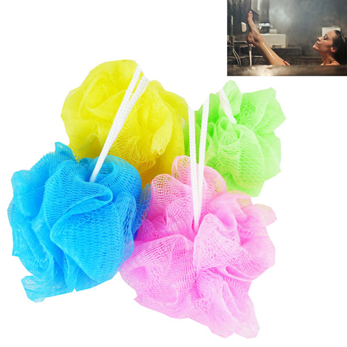 4 Pc Set Bath Body Sponge Shower Washing Glove Loofah Scrub Puff Back Scrubber