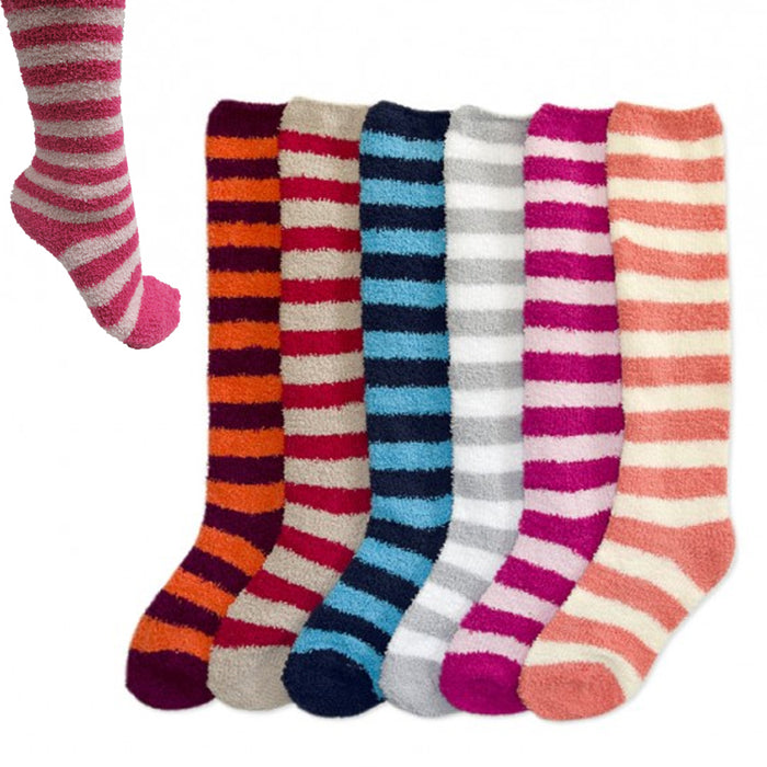 6 Pairs Women Girl Winter Warm Socks Slipper Fuzzy Cozy Long Knee High Soft 9-11