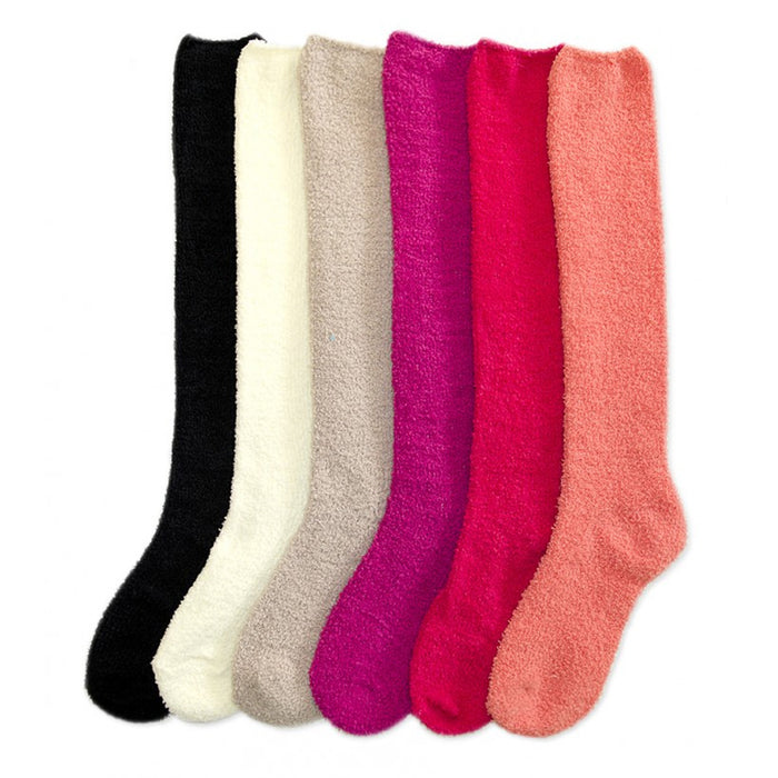 3 Pairs Women Girl Winter Socks Cozy Fuzzy Slipper Long Knee High Warm Soft 9-11