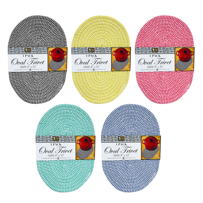 3 Pack Woven Oval Trivets Hot Dishes Pan Mat 8"x12" Countertop Placemats Decor