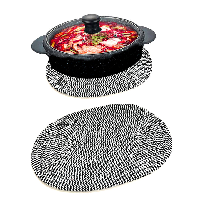 3 Pack Woven Oval Trivets Hot Dishes Pan Mat 8"x12" Countertop Placemats Decor