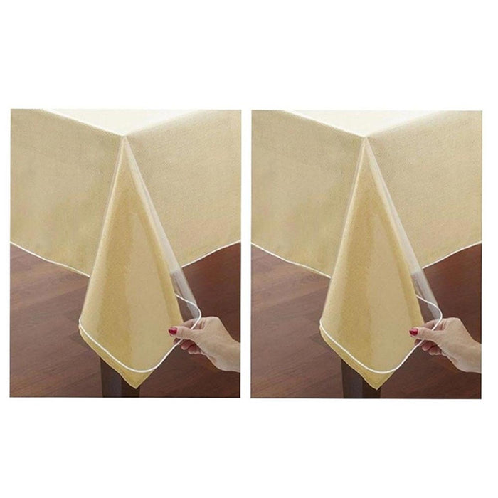 2 PC Rectangle Clear Vinyl Tablecloth Plastic Table Protector Heavy Cover 54X72