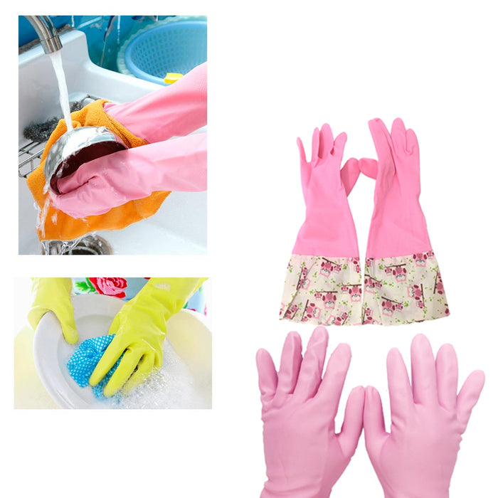 2 Pair Rubber Gloves Latex Kitchen Washing Cleaning Multi Purpose Protect Hand