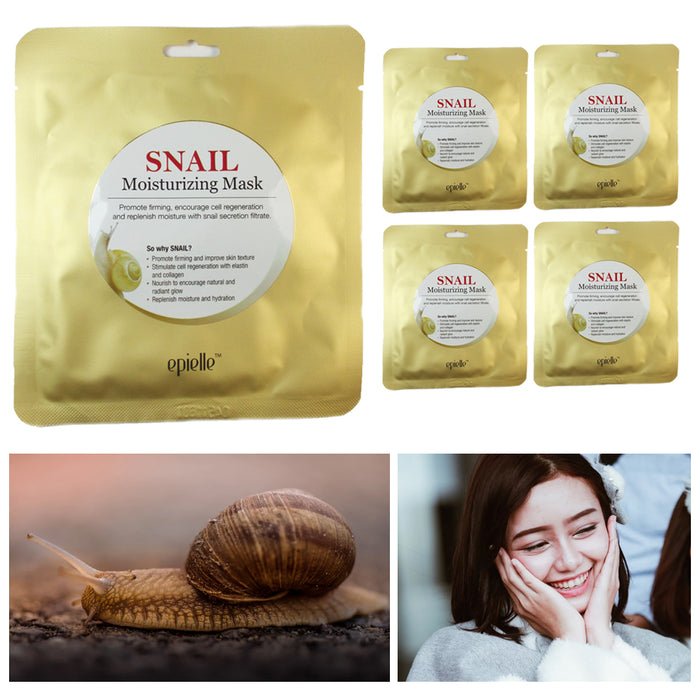 5 Pack Snail Masks Hydrating Essence Face Mask Sheet Cosmetic Facial Skin Care