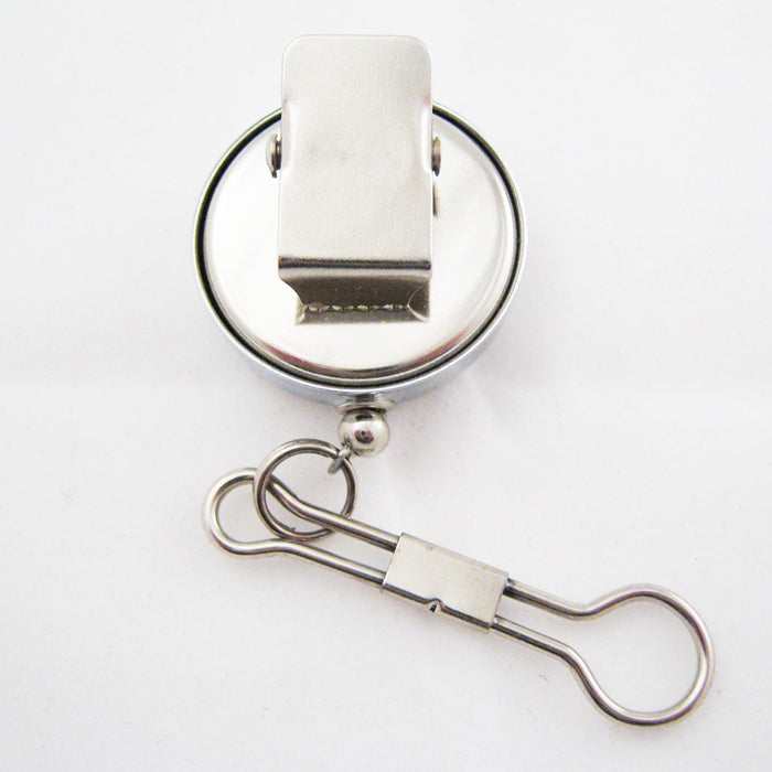 Heavy Duty Metal Retractable Badge Reel W/ Chain Pull Belt Clip ID Holder Recoil