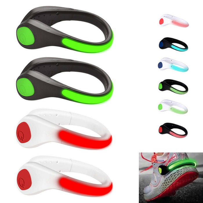 Lot of 4 LED Shoe Clip Night Light Luminous Safety Bright Warning Running Sports