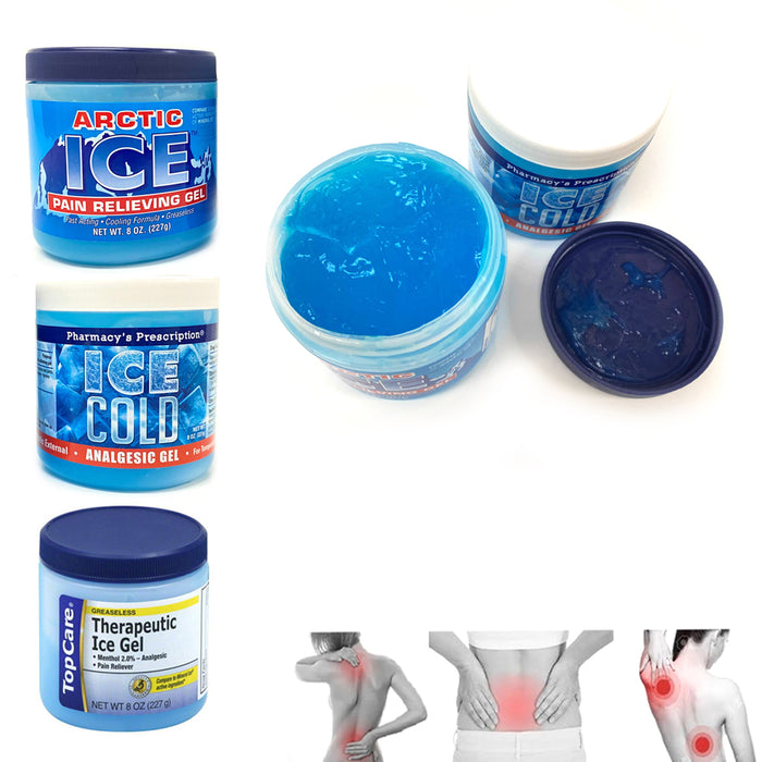 Ice Analgesic Gel Menthol Muscle Rub Pain Relief Cream 8 Oz Jar Sore Strained