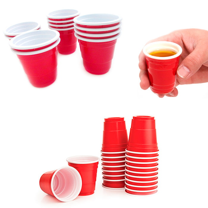 160 Mini Red Cup 2oz Hard Plastic Disposable Jelly Shot Glasses Party