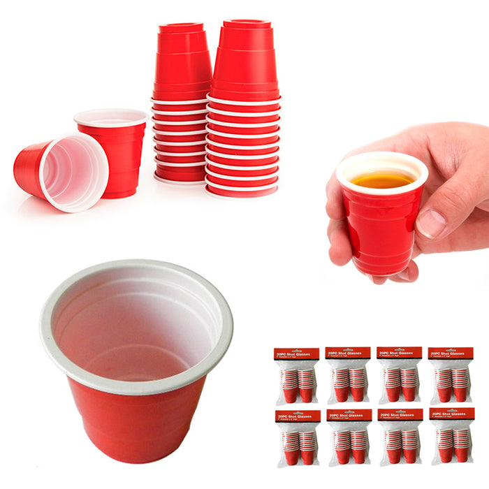 160 Mini Red Cup 2oz Hard Plastic Disposable Jelly Shot Glasses Party