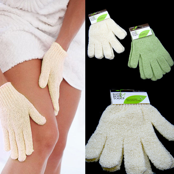 2 Pairs Heavy Exfoliating Gloves Body Scrubber Bath Shower Scrub Exfoliator