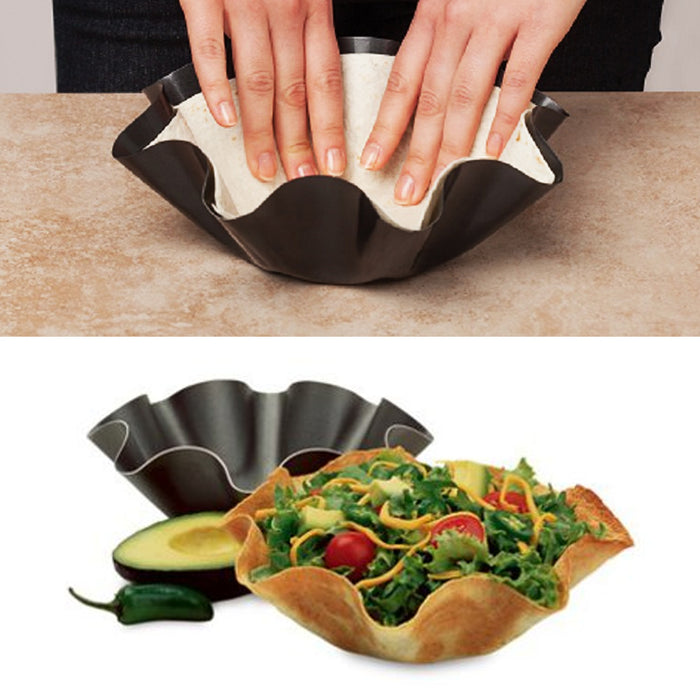 2 Pack Non Stick Tortilla Shell Maker Mold Salad Bowl Pans Tostada Bakers Steel