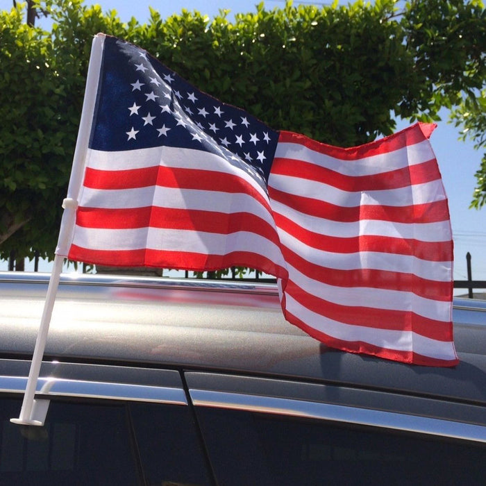 6PCS United States American Flag Patriotic Car Window Clip on USA Flag 19" x 12"