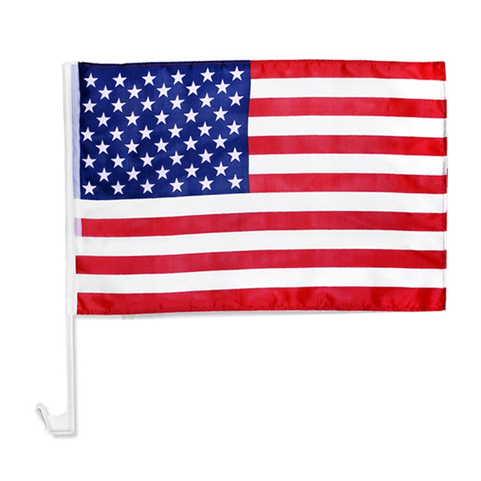 2 PC United States American Flag Patriotic Car Window Clip on USA Flag 19" x 12"