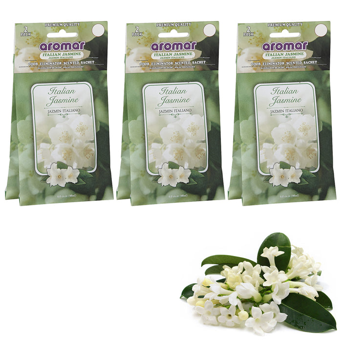 6 Pack Italian Jasmine Scented Aroma Sachet Drawer Bag Air Freshener Fresh Scent