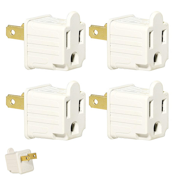 4pc Grounding Adapter 3 to 2 Prong AC Power Outlet Tap Plug UL Listed Grounded