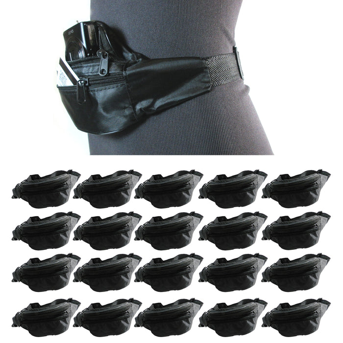 20 Lot Fanny Pack Waist Pouch Travel Utility Bag Belt Adjustable 3 Pocket Sports