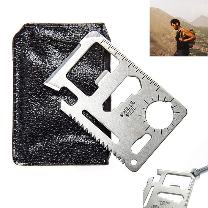 11 in 1 Survival Tool Credit Card Folding Knife Wallet Pocket Razor Beer Opener