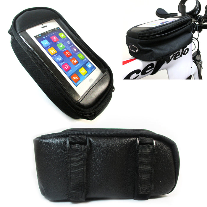 Bike Saddle Bag Waterproof Bicycle Front Tube Strap On Pouch Cycling Storage GPS