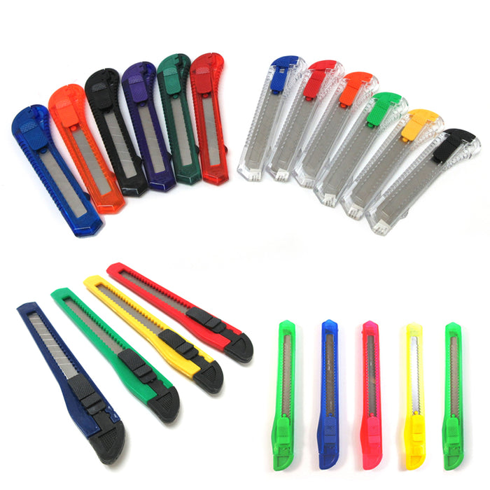 12 Pc Knife Utility Box Cutter Retractable Snap Off Lock Razor Sharp Blade Tool