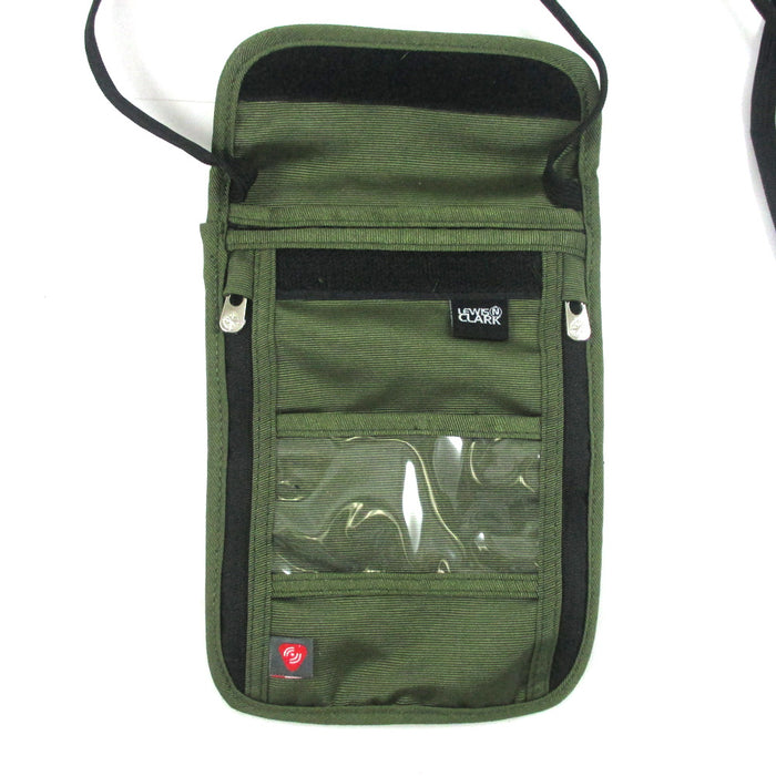 RFID Neck Stash Pouch Travel Holder Passport Id Wallet Bag Lewis N Clark Olive !