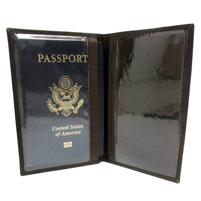 Brown Leather US Passport Cover Travel ID Holder Wallet Case Protector Organizer