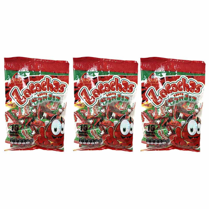 3 Bags Beny Locochas Mexican Hard Candy Watermelon Sandia Covered With Chili 1LB