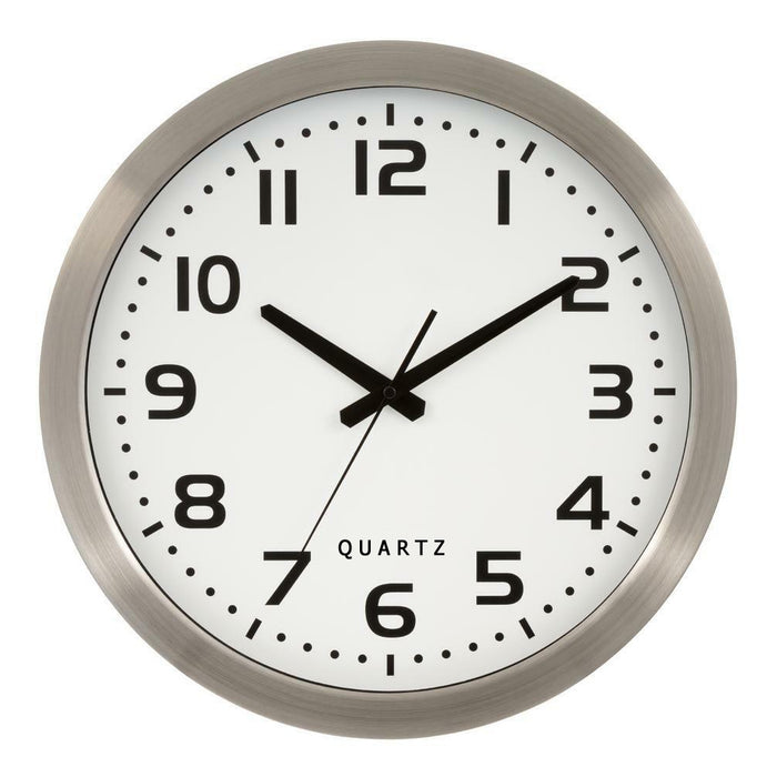 Quartz Big Wall Clock 16" Silver Aluminum Frame Modern Office Kitchen Home Decor