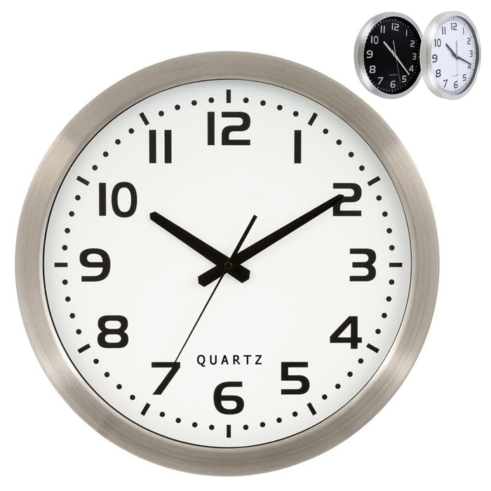 Quartz Big Wall Clock 16" Silver Aluminum Frame Modern Office Kitchen Home Decor