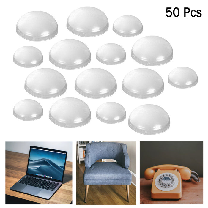 50 Self Adhesive Grip Pads Furniture Clear Bumpers Round Laptop Cabinet Protect