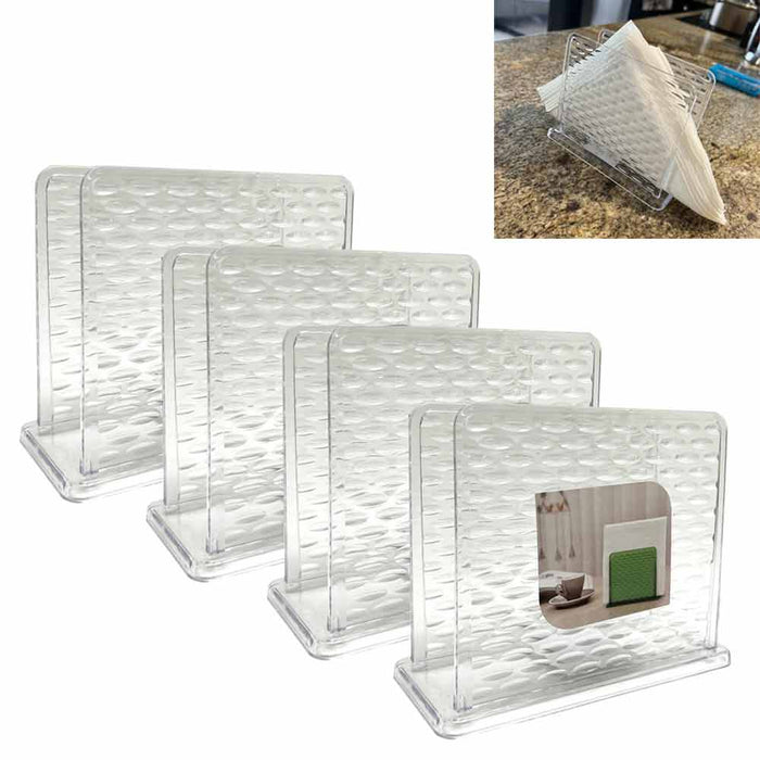 4 Pack Napkin Holder Dining Table Dispenser Tissue Clear Container Kitchen Paper