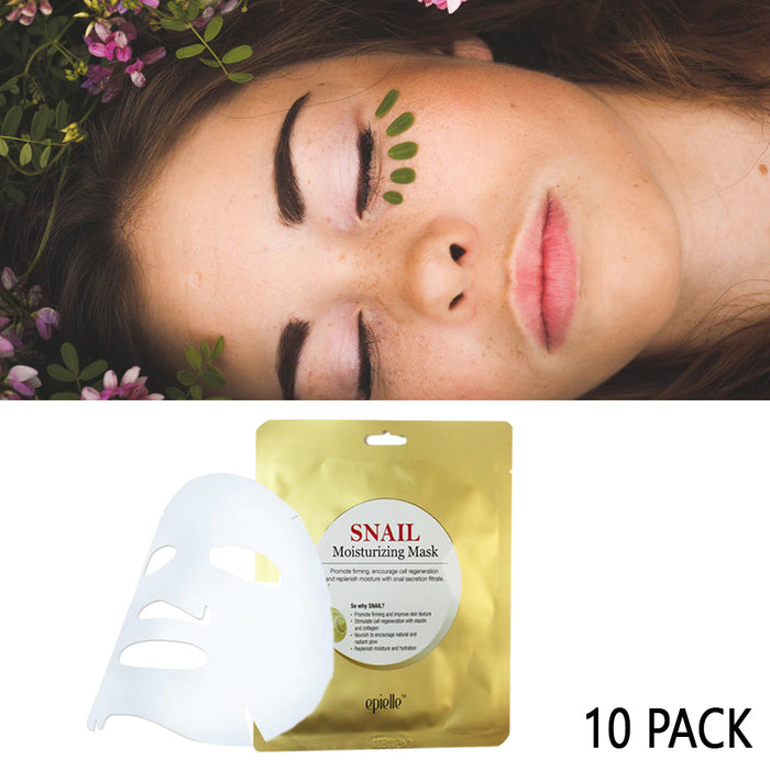 10 Snail Jelly Face Mask Lot Sheet w/ Snail Secretion Filtrate Deep Moisturizing