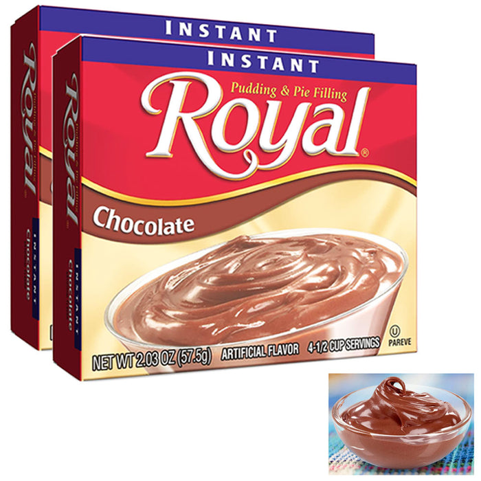 2 Royal Instant Pudding Dessert Mix Chocolate Kosher Pareve Pie Filling 2.03 Oz