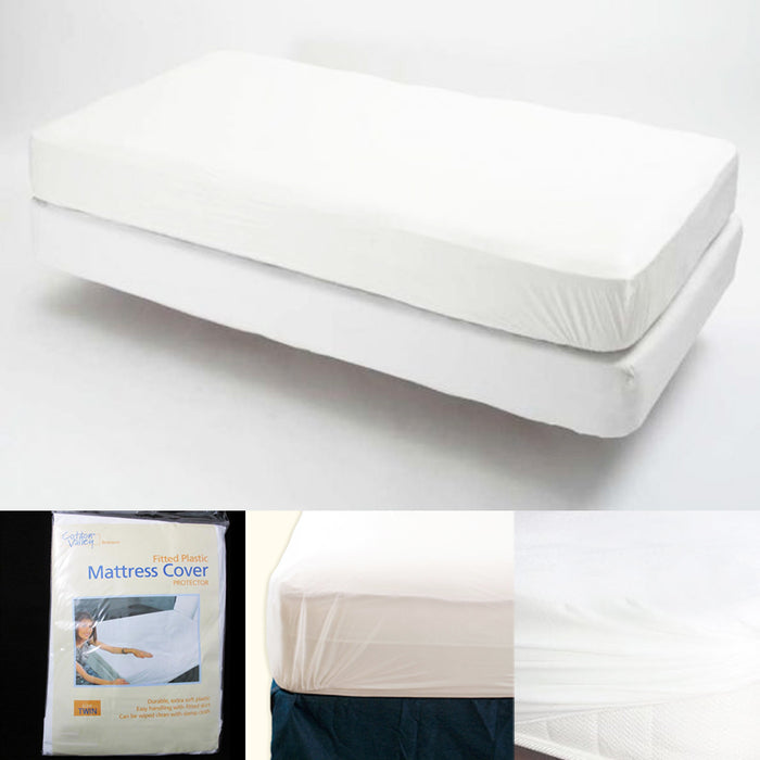 Twin Size Fitted Mattress Cover Vinyl Waterproof  Allergy Dust Bug Protector New