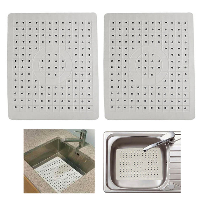2 PC Kitchen Sink Mat Non-Slip Rubber Drain Pad Protector Food Drainer 10" x 12"