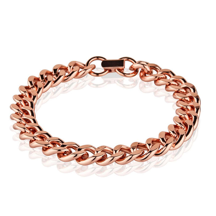 Mens Pure Copper Cuban Heavy Link Bracelet Wide Jewelry Cuff Chain Curb 8.5-Inch