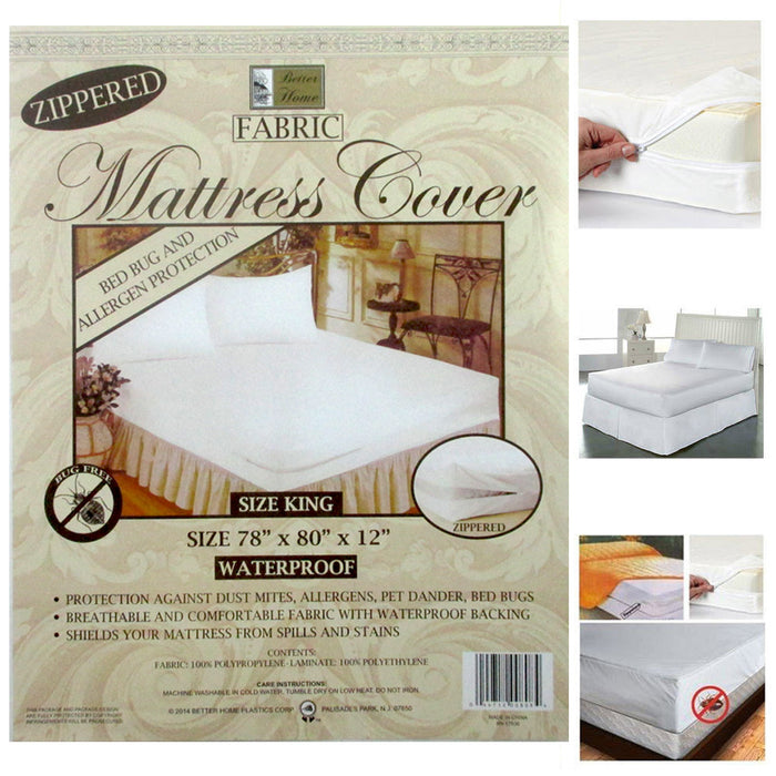 12 King Size Fabric Zippered Mattress Cover Waterproof Bug Dust Mite Protector