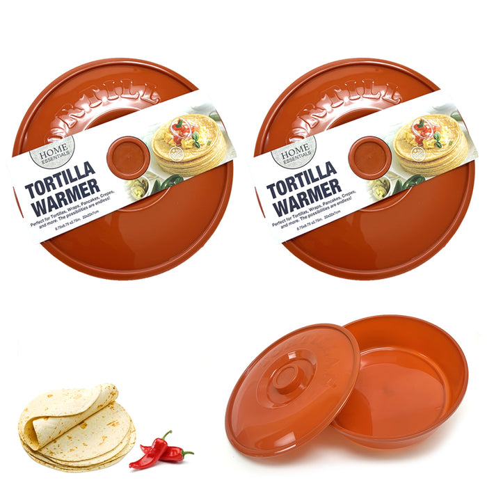 2 Tortilla Keeper Pancake Warmer Tacos Pita Arepas Container Round 8 Inch Server