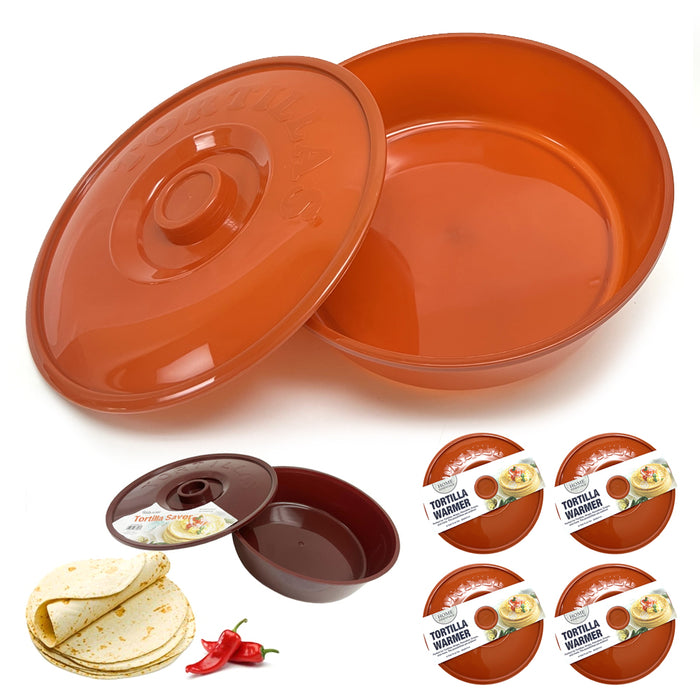 4 Tortilla Warmer Pancake Keeper Arepas Tacos Container Server Lid Round 8 Inch