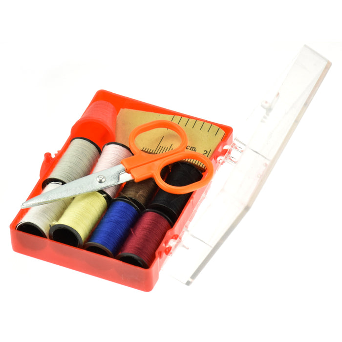 Sewing Kit Thread Threader Needle Tape Measure Scissors Storage Box Travel New