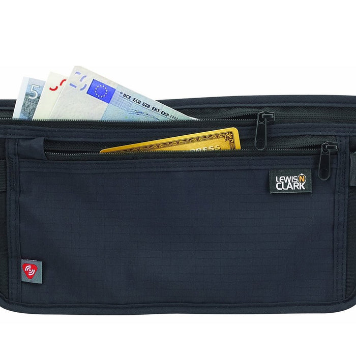 Lewis N Clark RFID Blocking Waist Stash Money Belt Passport Id Holder Travel