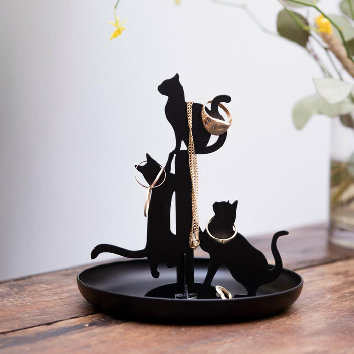 Kikkerland Jewelry Display Watch Bracelet Ring Holder Cats Stand Organizer Black