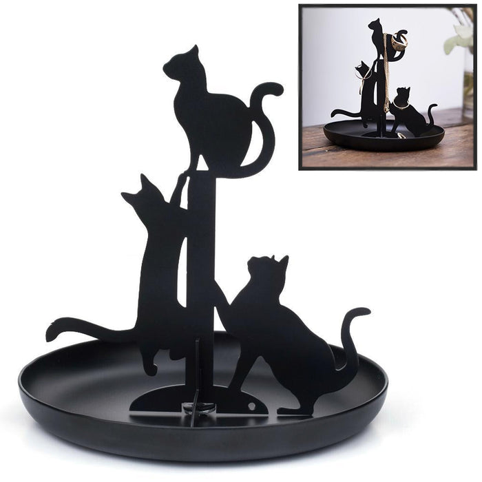 Kikkerland Jewelry Display Watch Bracelet Ring Holder Cats Stand Organizer Black