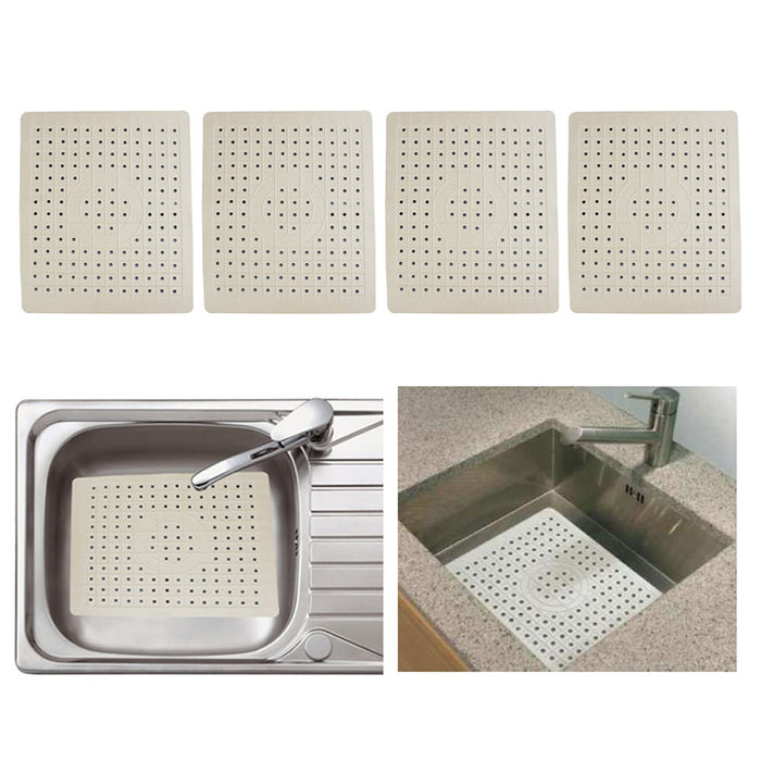 4 Pack Kitchen Sink Mat Non-Slip Drain Pad Protector Rubber Durable 10" x 12"