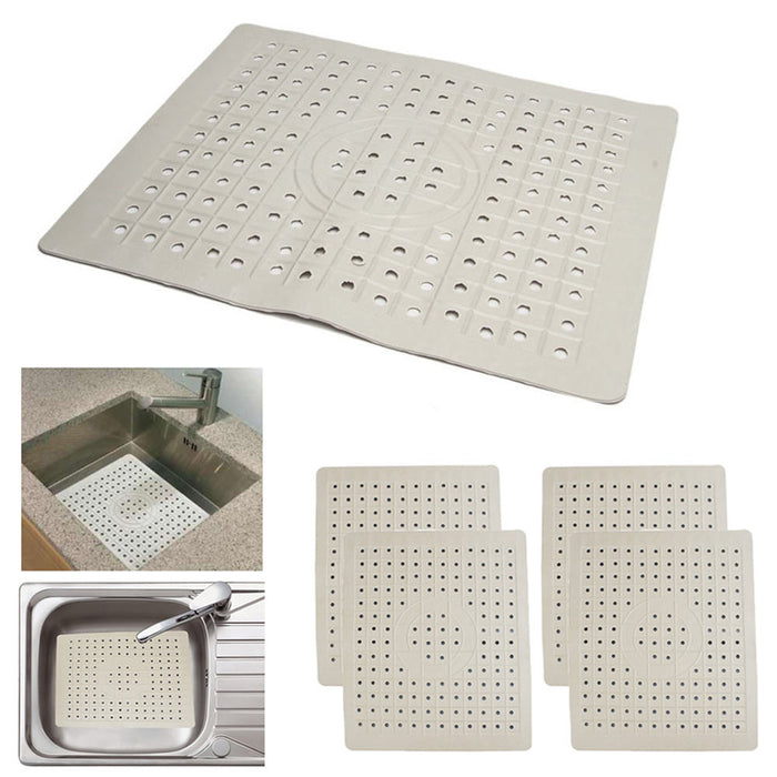 4 Pack Kitchen Sink Mat Non-Slip Drain Pad Protector Rubber Durable 10" x 12"