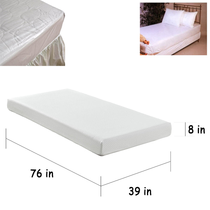 2X Twin Size Fitted Mattress Covers Vinyl Waterproof Allergy Dust Bugs Protector