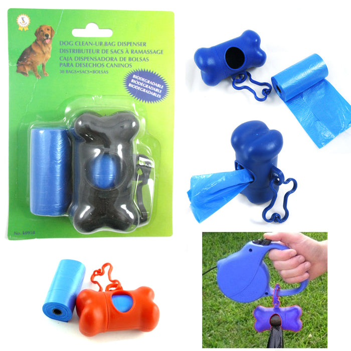 Bone Shape Waste Bag Dispenser Pet Dog Pickup Poop Clean Up Extra Refill Roll !