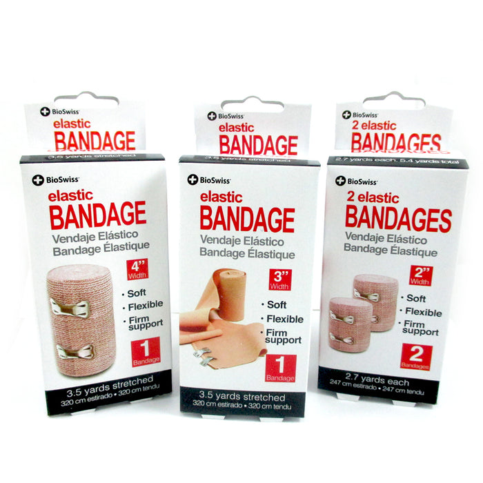 4 PC Combo Pack Elastic Bandages 2x2" 1x3" 1x4" Wrap Ankle Wrist Foot First Aid